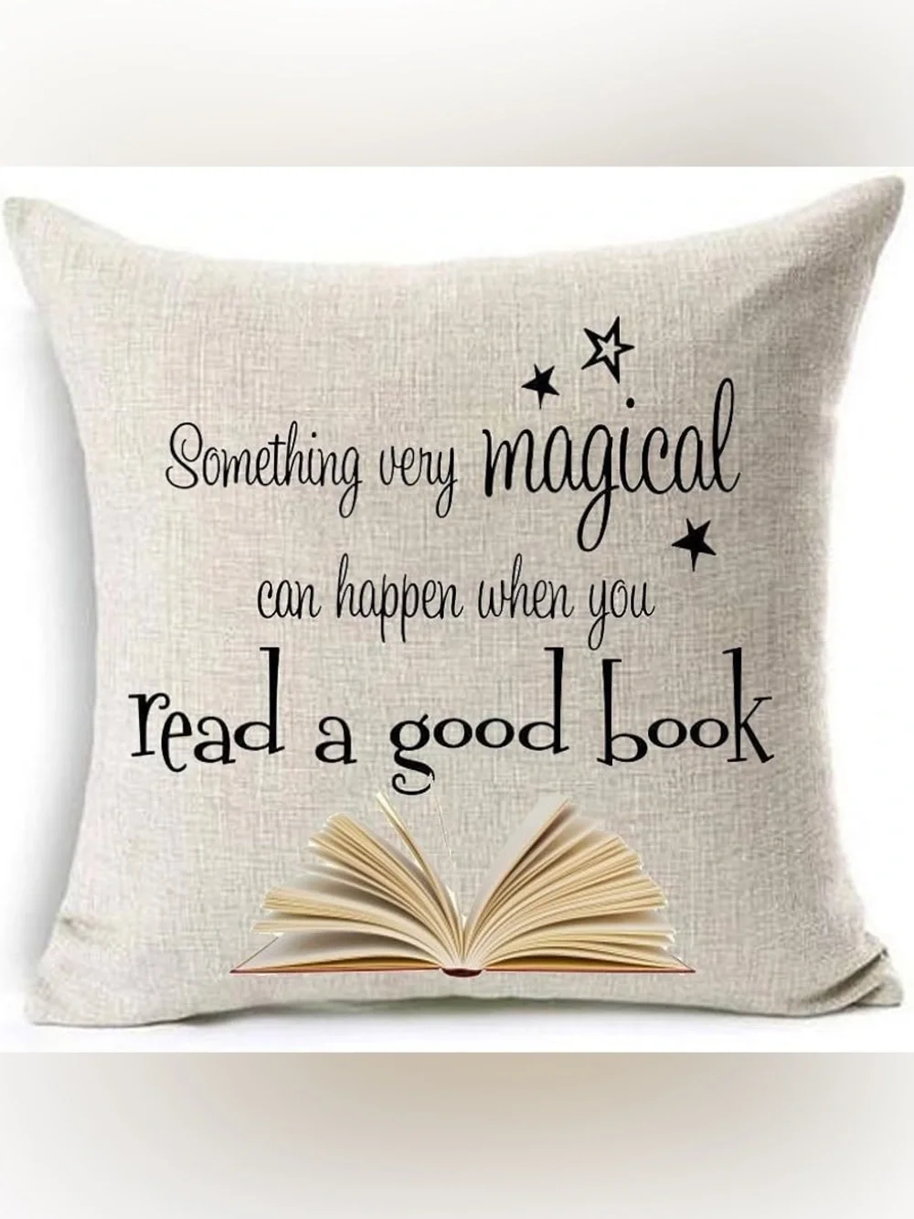 Neutral Decorative Pillow with Book Quote - Book Lovers Pillow - 17”x17”